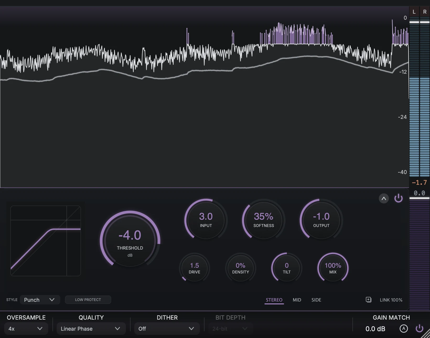 The full window with a track playing