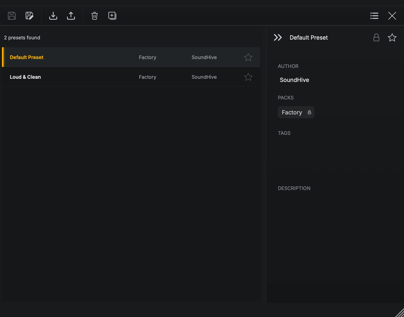 The preset browser