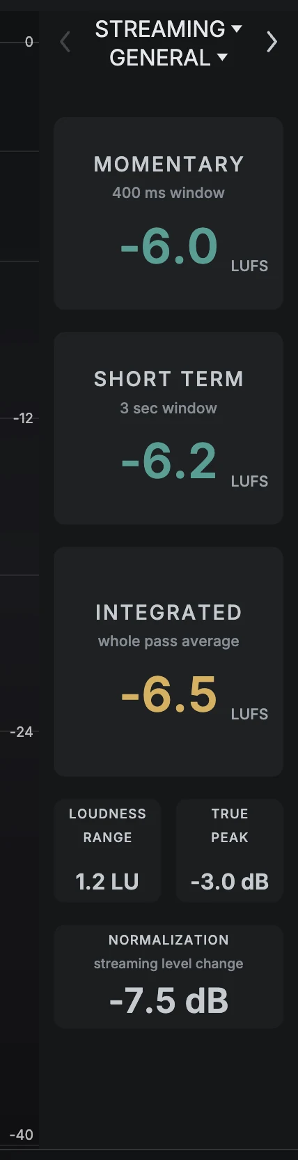 LUFS meter bars