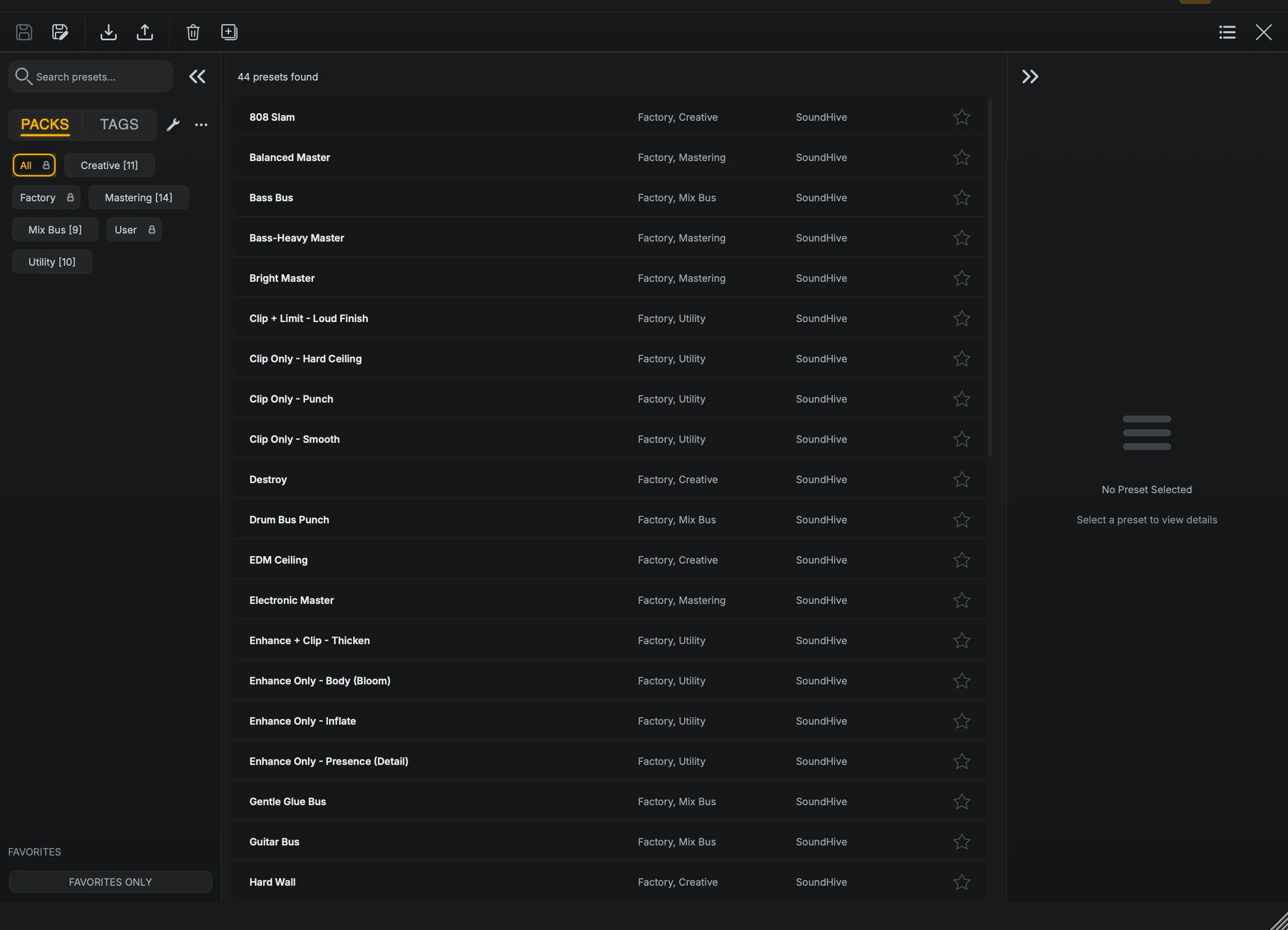 Preset browser