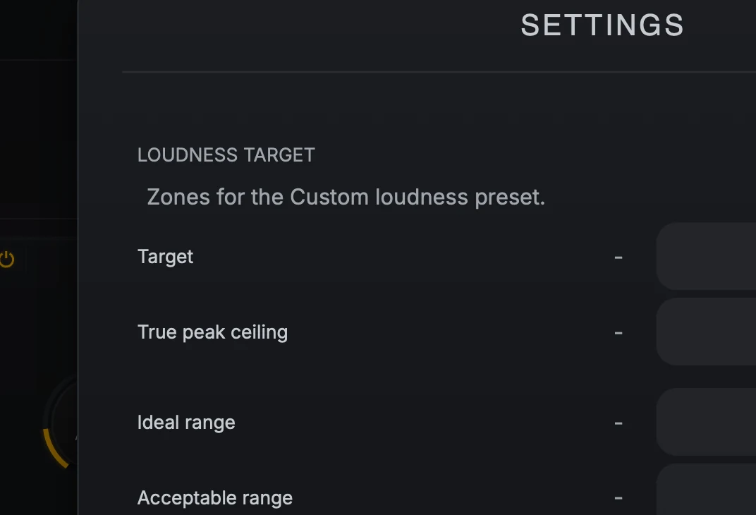 Settings overlay
